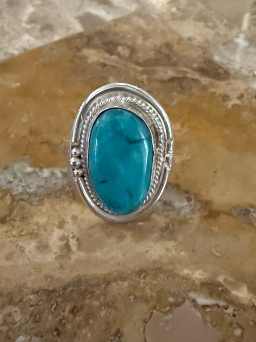 Sterling Silver Turquoise Ring Size 7 1/2